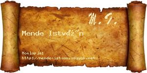 Mende István névjegykártya